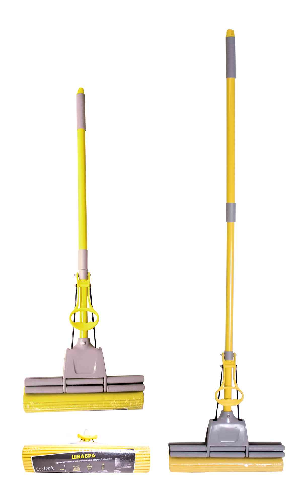 Швабра PVA-насадка 33 см тверда, з ручкою телескоп 120см, 2 віджими Eco Fabric